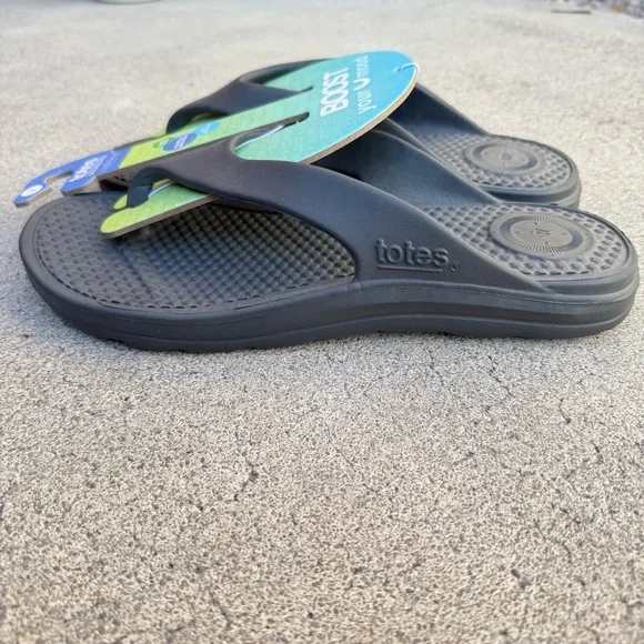 NWT Totes Black Flip Flops - Picture 3 of 7